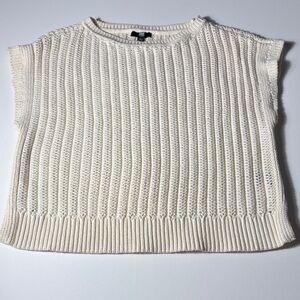 Frye Cream Ribbed Knit Sweater Vest Sleeveless Chunky Cotton Blend Size L